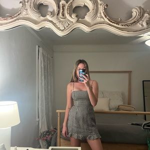 checkered reformation mini dress